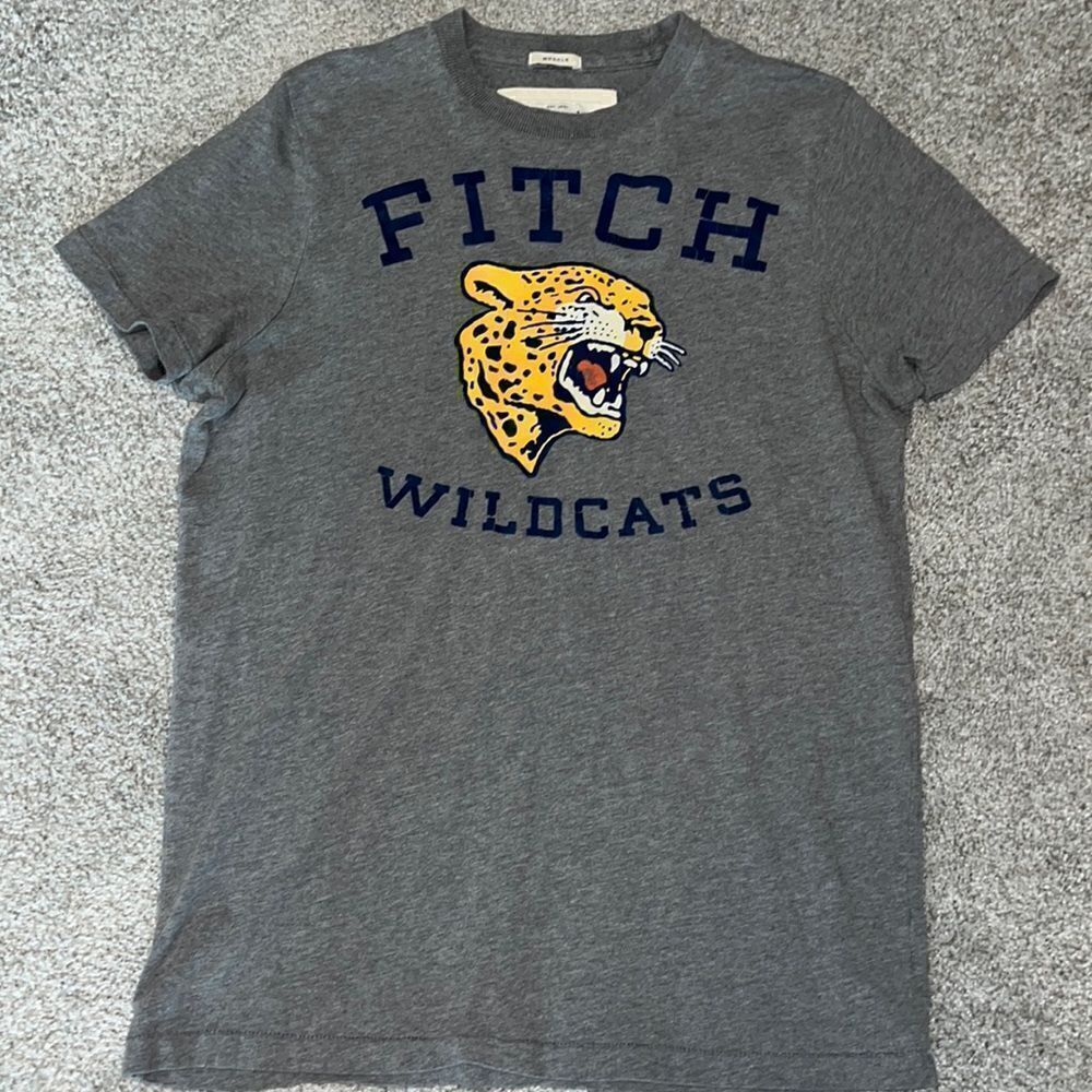 Retro Abercrombie and Fitch Wildcats Muscle Gray vintage SS T Shirt Mens XL (M)